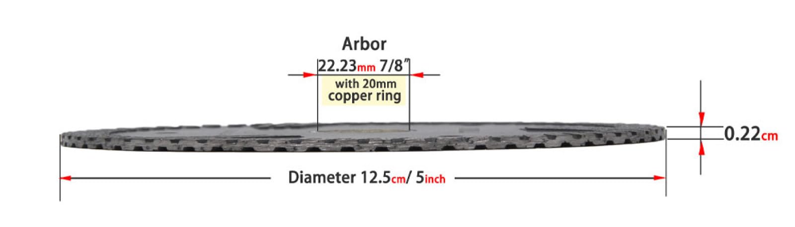 LYVQZPWLRDiamentowa płyta cięcia, 1 sztuka 5" Tarcza do piły tarczowej do kamienia T-segmentowana 125 mm Tarcze diamentowe