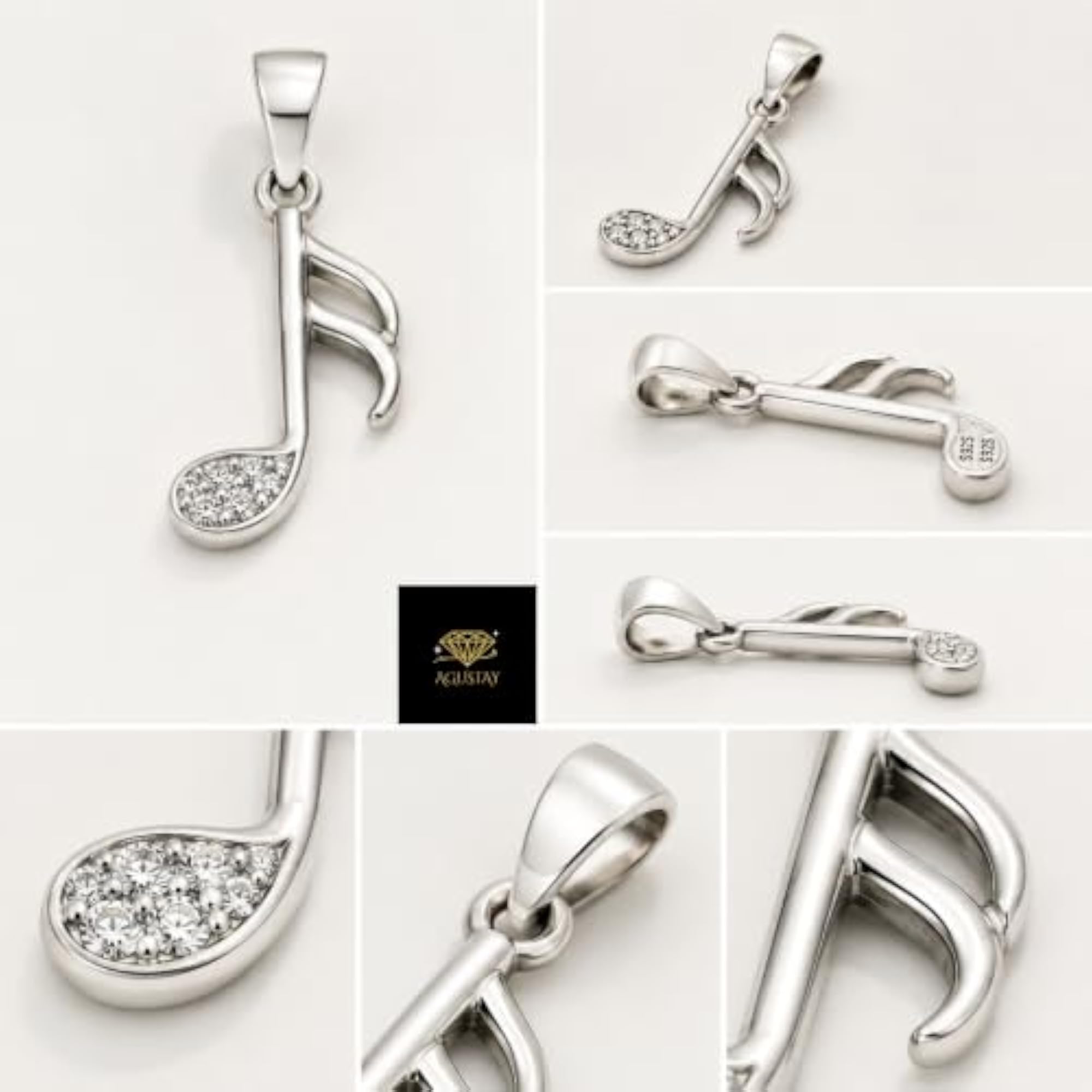 925 Sterling Silver Musical Note Pendant Necklace, Gift for Music Lovers
