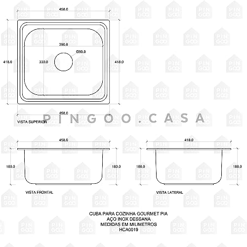 Pingoo.casa, Cuba para Cozinha com Acessórios, Gourmet, Aço Inox, Dessana, Prata