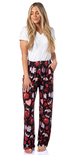 Disney Calça de pijama feminina Alice no País das Maravilhas Rainha de Copas, Preto, XXG