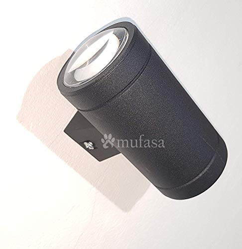 Image of Mufasa 10 Watts Up-Down Indoor Outdoor Cylindrical Shape Highlighter LED Waterproof Exterior Wall Light Gate Boundary Path Lamp 5 Watts Each Side (Warm White)(Aluminium)
