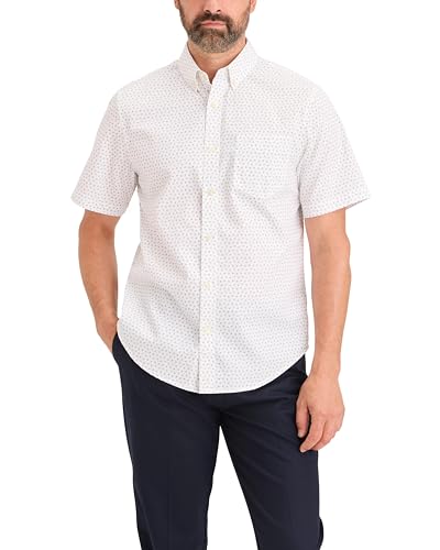 dockers dress shirt Men's Signature Short Sleeve Classic Fit with Stain Defender®, Cass Lucent White Print, Small: Clothing, Shoes & Jewelry Chest vs Dresser: A up shirt occasion-Graduation Size (Regular):S