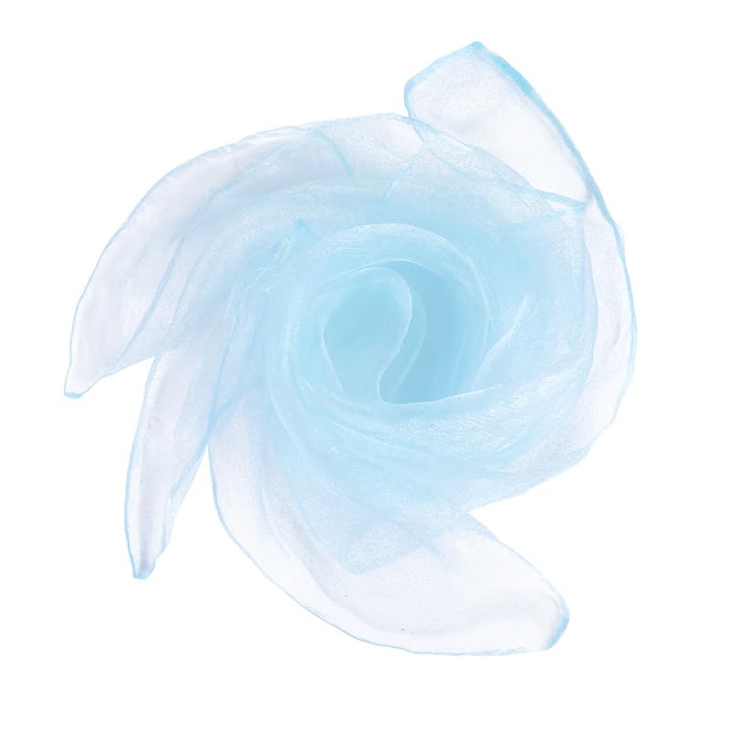 YKAFADE Pack of 20 60 x 60 cm Square Juggling Cloths Silk Towels Gymnastics Towels Juggling Scarves Dance Towels Performance Scarves for Sensory Tools Nursery Children's Show Light Blue #2