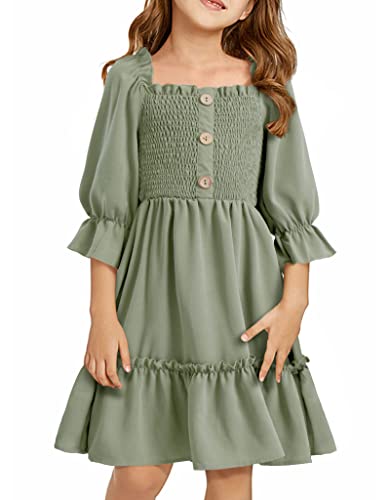 Queenstyle Girls Dresses Size 7 Girls Dress Casual Dresses For Girls Girls Green Dresses Preteen Dress For Girls #TOP9