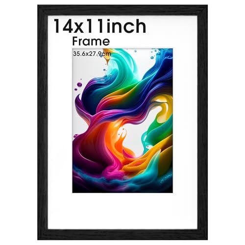 HueeeJot 11x14 picture frame - Wall Gallery 11x14 picture frame with Engineered Wood - Photo Frames Suitable for Artwork Family Photos and Gifts for Friends and Relatives Black 1 Pack