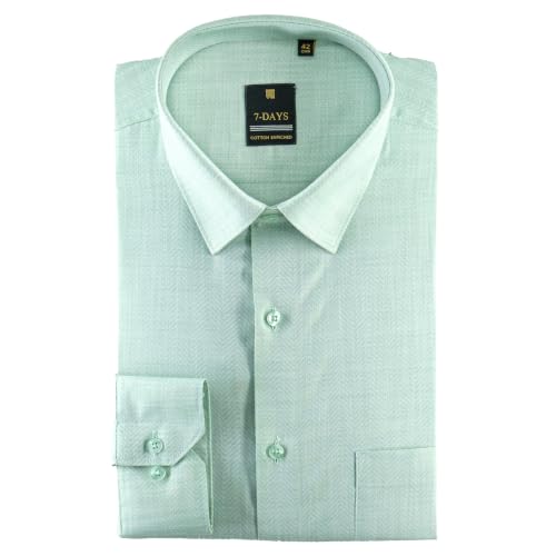 Image of 7-DAYS Premium Men's Formal Shirts - Cotton Rich, Textured Self-Design, Full Sleeve, Regular Fit, Wrinkle Resistant, with Pocket - Perfect for Office