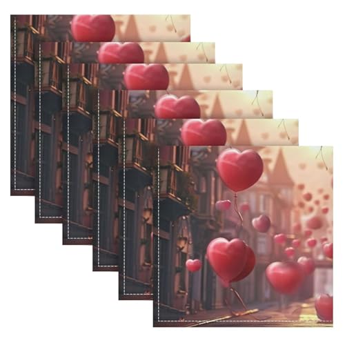 Servilletas de Tela Corazón Día de San Valentín x6 50x50 cm miniatura 1