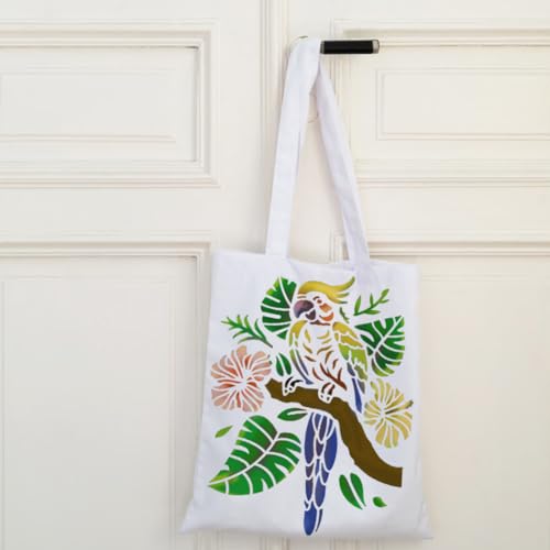 NBEADS Dschungel Papagei Journal Vorlage, 21x29.7cm Papagei Zweig Blätter Malerei Schablonen Tier Thema Handwerk Schablonen PET wiederverwendbare Schablonen für Zoo Home Wand Spray gemalt Dekor