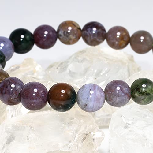 Dazcolo Natural Gemstone Bracelet 7.5 In Stretch Gems Stones 8Mm (0.31") Round | Beads Healing Crystals Quartz | Chakra Bracelet | Y2K | Bracelets For Women Men Girls Gifts (Unisex) (Moss Agate) #TOP3