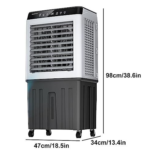 Przenośna Chłodnica Powietrza Parowego, Klimatyzator Mobilny O Mocy 200 W Z 3 Prędkościami, Zbiornikiem 55 L I 4 Lodówkami Do Użytku Domowego, Biurowego I W Akademiku,47x34x98cm/18.5x13.4x38.6in-