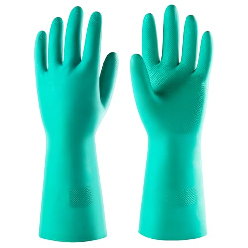 ThxToms Guantes de protección química contra aceites, ácidos y disolventes, resistentes a la abrasión, cumplen con la norma DIN EN 388 y 374, guantes de nitrilo resistentes al agua (S)