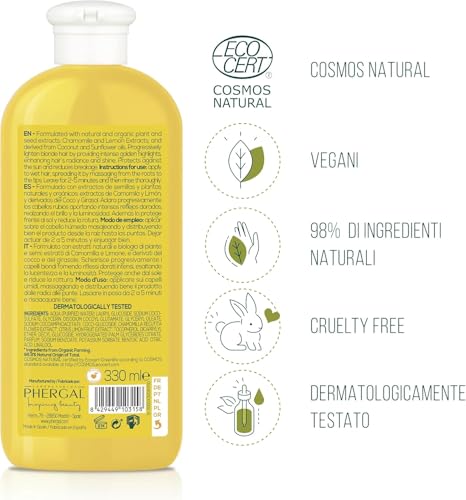 Naturtint | Shampoo alla Camomilla | Schiarisce Progressivamente i Capelli Biondi | Intensi Riflessi Dorati | Per Bambini e Adulti | 98,9% Ingredienti Naturali | Con Camomilla e Limone | 330ml - 8