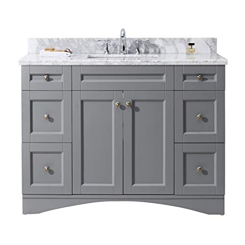 Virtu Usa Es-32048-Wmro-Gr-Nm Elise 48" Single Bathroom Vanity In Grey With Marble Top And Round Sink, 48 Inches, Cool Gray #TOP20