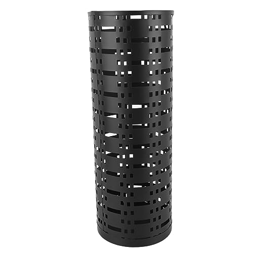 WBTY Umbrella Holder Rustproof Space Saving Fashionable Hollow Round Metal Umbrella Stand Rack for Entryway Black