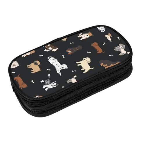 Image of Perinsto Cute Dogs Animals Pencil Case Big Capacity Multi Compartment Stationery Box Pencil Pouch Holder Desk Organizer For School Office Home