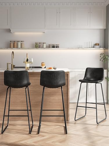 Image of 30in Bar Stools Counter Height Chairs Set of 2 Metal Legs (Black)
