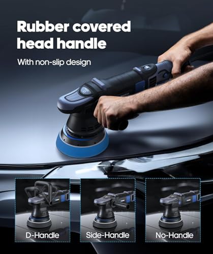 Car Polisher, 1000W Buffer Polisher with 11 Variable Speeds (3000-5200 RPM) with 4 T-Shaped Polishing Pads & 15MM Random Orbital, Polishing Efficiency by 67% Ideal for Car Polishing Care (Light Dark)