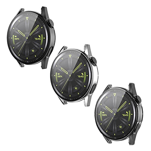 ZHIYONG 3 Stück Hülle für Huawei Watch GT3 42mm/46mm Schutzhülle Weich Silikonhülle Abdeckung Stoßfest Schutz Tasche Kompatibel mit Huawei Watch GT3 42mm/46mm (3PCS-D,42MM)