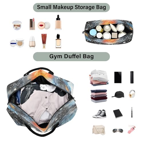 Snowy Watercolor Penguin Travel Duffel Bags Gym Bag Weekender Handbag with Toiletry Bag for Women Girls Men4