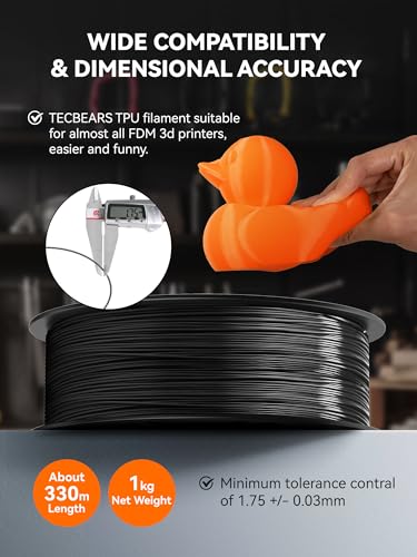 TECBEARS TPU Filament 1.75mm Weiß, TPU 95A 3D Drucker Filament, Flexible Filament TPU, Maßgenauigkeit +/- 0,03, 1kg 1 Spule, Weiß – Bild 5