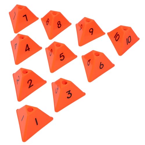 Mikikit 10 Piezas Conos de Entrenamiento Triangulares Numerados para Fútbol Baloncesto Agilidad Portátiles Resistente al Exterior Interior
