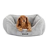 NANDOG Pet Gear Reversible Luxury Microplush Cloud Fabric Collection Ultra Plush Dog & Cat Bed Soft, Warm, Calming Pet Lounger for Small & Medium-Sized Breed - Modern Style Snuggle Couch (Light Gray)