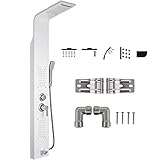 VEVOR Columna Ducha 5 en 1, Columna de Hidromasaje en Aluminio 5 en 1, Columna Hidromasaje, Columna de Hidromasaje de Ducha de Cascada de Acero Inoxidable, Columna Ducha de Una pieza (Blanco)