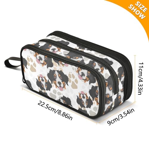 Image of Pencil Case Bernese Mountain Dog Big Capacity 3 Compartments Pencil Pouch Aesthetic Pencil Case Organizer Markers Pencil Box for Boys Girls Adults Students