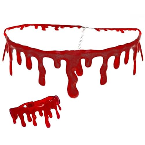 NOVELTY GIANT WWW.NOVELTYGIANT.COM Dripping Blood Halloween Party Bracelet & Necklace Vampire Costume Accessory Set