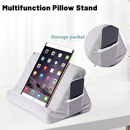 Soft Tablet Stand with Net Pocket - Universal Multi-Angle Book Rest Reading Pad Support Cushion Tablet Wedge Holder - Lazy Holder for eReaders, Magazines, Kindle, Smartphones (Grey)…… - Image 4