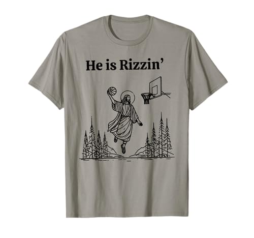 He is Rizzin Funny Basketball Retro Christian Religious Tee T-Shirt