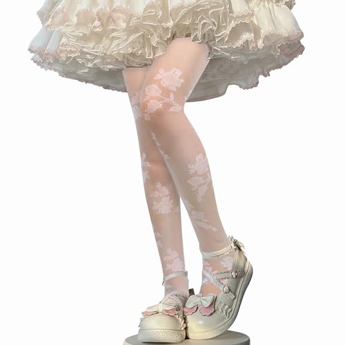 Image of Benefeet Sox Womens Sheer Tights Sexy High Waist Pantyhose Patterned Transparent Nylon Silk Thin Stockings