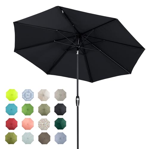 Image of Tempera Patio Market Outdoor Table Umbrella with Auto Tilt and Crank, Large Sun Umbrella with Sturdy Pole & Fade Resistant Canopy, Easy to Set