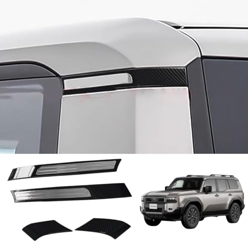 【Earth Car】新型ランドクルーザー ランクル250 カスタム オシャレ ドレスアップ A&Cピラーガーニッシュ サイドピラートリム ピラーカバー ガーニッシュ サイドドアモール (カーボン調+メッキ仕上げ)