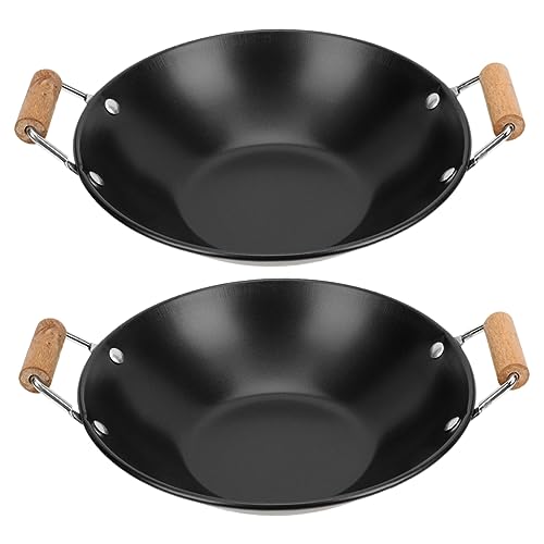 BEBEMOKO 2pcs Cooking Pot Double Wooden Handle Non-stick Hot Pot for Home Cookware for Seafood Hot and More