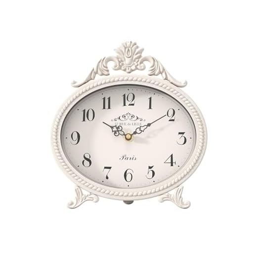 Abdurey Vintage Table Clock on Stand,Desk and Shelf Decorative Clock,French Rustic Style Mantel Clocks,Metal Frame Antique White Finish,Farmhouse,Bedroom, Bedside,Living Room,Gift Clocks