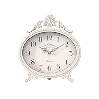 Abdurey Vintage Table Clock on Stand,Desk and Shelf Decorative Clock,French Rustic Style Mantel Clocks,Metal Frame Antique White Finish,Farmhouse,Bedroom, Bedside,Living Room,Gift Clocks
