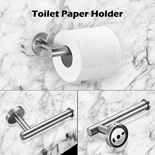 Chihod 8Pcs Adjustable Bathroom Hardware Set, Brushed Nickel Double Towel Bar, Stainless Steel Toilet Paper Holder, Towel Ring, Robe Hook Wall Mounted Round Bathroom Accessories #TOP2