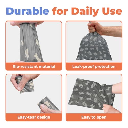 Image of Best Pet Supplies Dog Poop Bags (150 Bags) for Waste Refuse Cleanup, Doggy Roll Replacements for Outdoor Puppy Walking and Travel, Leak Proof and Tear Resistant, Thick Plastic - Gray