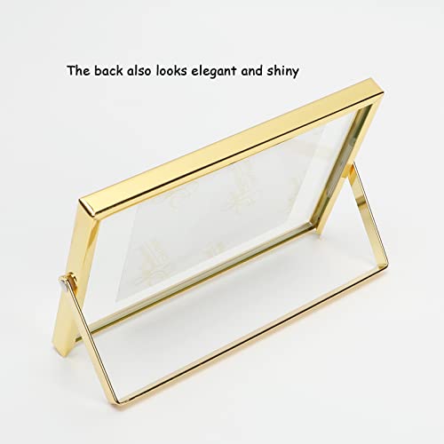 Ahago Floating Frame (2 Set, Gold, 4"X6"), For Multiple Photo Sizes (3X5, 2X3, 1X2), Horizontal Adjustable Tabletop/Shelf Photo Frame, Classy Gift Choice For Festival, Home Or Wedding Decoration #TOP3