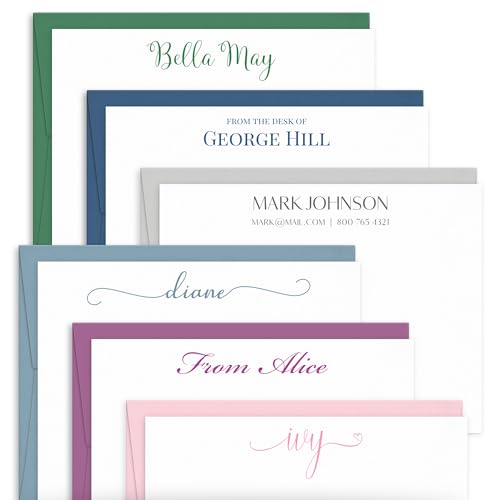 Personalized Custom Note Cards - Flat and Folded Correspondence Stationery - Thank You Notes