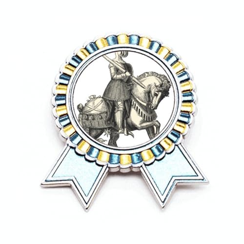 Broche médiévale chevaliers UE métal taille M avec gravure graphique pour manteau