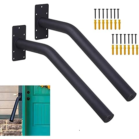 VANROUG Handrail for 1-2 Step Stairs, Wall Mount handrails for Outdoor Steps, Elderly Handicap Safety Grab Bar for Outdoor Garage Entry Steps Stair Interior Exterior Stairway(2 Pack) Cover