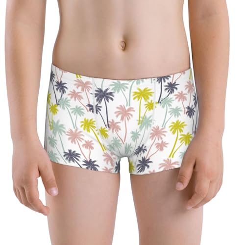 Boys' Cotton Boxer Brief Soft Underwear-Hawaiian Coconut Tree