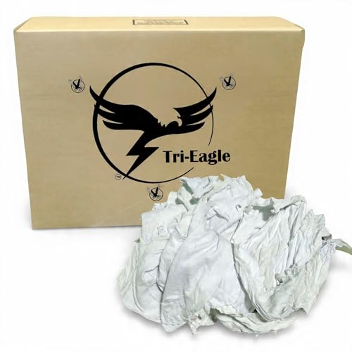 TRI-EAGLE New White Knit Special Wiping Rags (25 Pounds Compact Box) Knit Cleaning Rags for Shop, Auto & Industrial Use