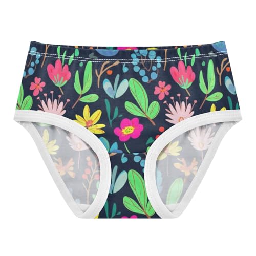 Cotton Girls Underwear Toddler Whimsical Botanical Floral Black Cute Panties Girl Stylish Kids Briefs Undies 2t - Main Image