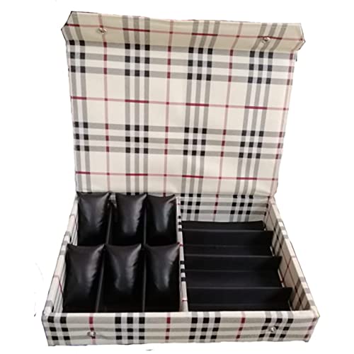 Nooks Watches,Accessories,Jewellery,Sunglass And Eyewear Wooden & Cotton Storage Compartment Organizer Box,Case Cover Zipper (Make In India) | Multicolor | Ww10-Lv-Bk