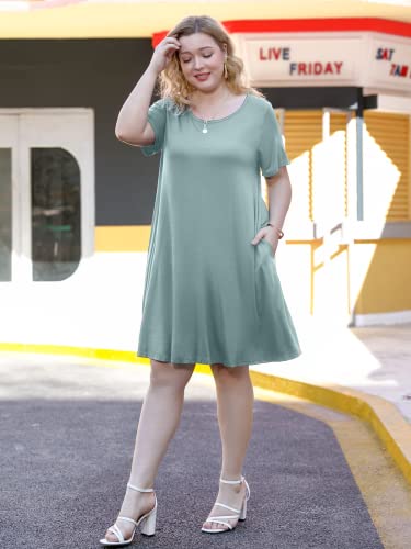 Jollielovin Women's Casual Swing Loose T-Shirt Dress Summer Short Sleeve Tunic Dresses With Pockets (Available In Plus Size) #TOP4