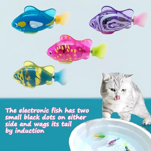 Baoyemes 4 peças de peixes para animais de estimação com luz LED, peixes eletrônicos que podem nadar