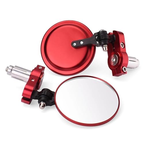 駐車ミラー バイクミラー ラウンド型折りたたみ式ハンドルバーエンドサイドミラー に適合するヤマハ NMAX 125 NMAX 155 2019 2020 2021 対応 リバースミラー(赤)